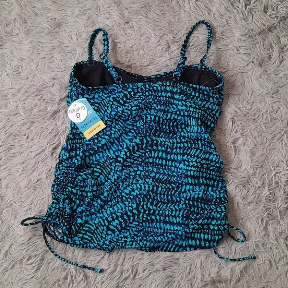 SWIM SOLUTIONS Blue Sea Swirl Twist Tankini Top - Picture 7 of 9